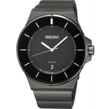 Men's Black Stainless Steel Case and Bracelet Black Dial Date Display