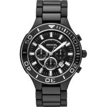 Men's Black Stainless Steel Chronograph Watch