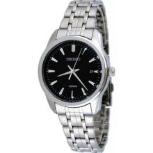 Men's Casual Stainless Steel Case and Bracelet Black Dial Date