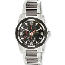 Mens Chisel Stainless Steel & Black Ceramic 41mm Chronograph