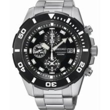 Men's Chronograph Stainless Steel Case and Bracelet Black Tone