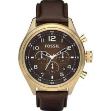 Men's Chronograph Stainless Steel Case Leather Strap Brown