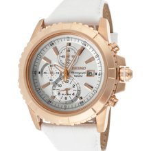 Men's Chronograph White Leather w/ White Dial ...