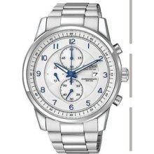 Men's Eco-Drive Stainless Steel Case and Bracelet Chronograph Silver