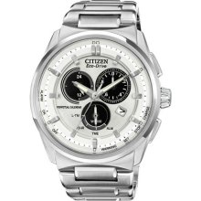 Men's Eco-Drive Stainless Steel Case and Bracelet Silver Dial Perpetua