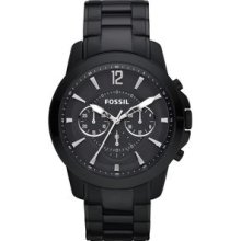 Mens Fossil Grant Black Stainless Steel Watch