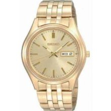 Men's Gold Tone Stainless Steel Gold Dial Quartz Day and