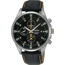 Men's Quartz Chronograph Tachymeter Black Dial