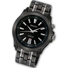 Men's Seiko Perpetual Calendar Black Two-Tone IP Stainless Steel