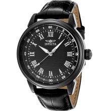 Men's Specialty Black Textured Dial Black Leather