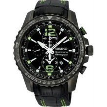 Men's Sportura Stainless Steel Case Alarm Chronograph Black Dial