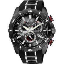 Men's Stainless Steel Black Dial Atomic Eco-Drive Chronograph