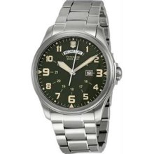 Men's Stainless Steel Case and Bracelet Quartz Green