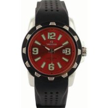 Men's Stainless Steel Case Landmaster Red Dial Rubber