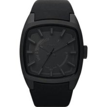 Men's Stainless Steel Case Black Dial Black Leather