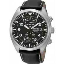 Men's Stainless Steel Chronograph Quartz Black Dial