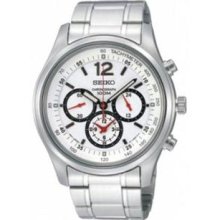 Men's Stainless Steel Chronograph White Dial Black