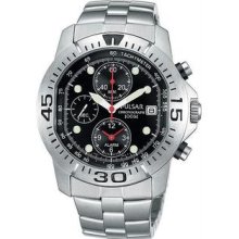 Men's Stainless Steel Chronograph Black Dial