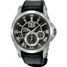 Men's Stainless Steel Kinetic Premier Perpetual Leather