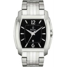 Men's Stainless Steel Link Bracelet Black Dial