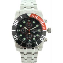 Men's Stainless Steel Ocean Master Diver Chronograph Black Dial Bezel