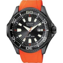 Men's Stainless Steel Promaster Eco-Drive Diver Orange Rubber