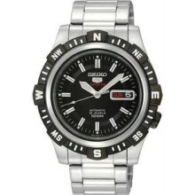 Men's Stainless Steel Seiko 5 Automatic Black Dial