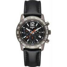 Men's Titanium Case Classic Titan Black Dial Chronograph Leather