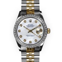 Men's Two Tone Mother of Pearl Dial WG Beadset Bezel Rolex Datejust