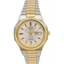 Men's Two Tone Seiko 5 Automatic Silver Tone