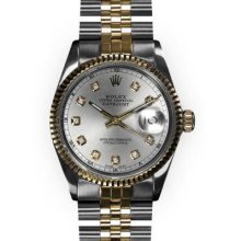 Men's Two Tone Slate Dial Fluted Bezel Rolex Datejust (211)