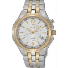 Men's Two tone stainless Steel Kinetic Date White