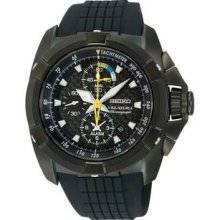 Men's Velatura Alarm Chronograph Black Dial Rubber