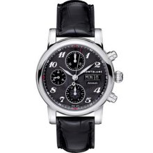 Montblanc Star Automatic Chronograph Black Guilloche Dial Mens Watch 106467