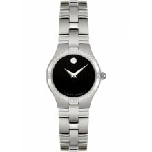 Movado Ladies Juro Black Dial Stainless Steel Diamonds 0605032