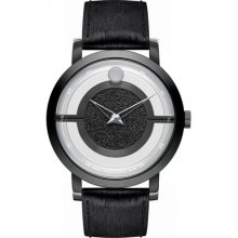 Movado Stainless Steel Transparent Watch - Black Dial