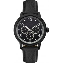 Original Penguin Men's Quartz Watch With Black Dial Analogue Display And Black Leather Strap Op5008bk