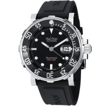 Paul Picot Men's 'Yachtman' Black Dial Black Rubber Strap Watch