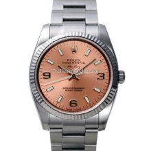 Rolex Air-King Watch, Fluted Bezel, Pink Dial/Luminous Index 114234