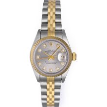 Rolex Ladies 2-Tone Datejust Watch 69173 Gray Dial