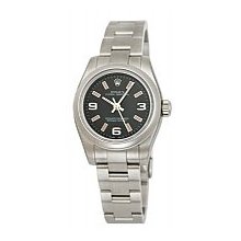 Rolex Ladies Non-Date Steel Black Arabic Dial