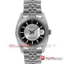 Rolex Men's New Style Datejust SS 116234 Black Tuxedo Stick