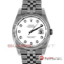 Rolex Men's New Style Datejust SS 116234 White Diamond Dial Jubilee