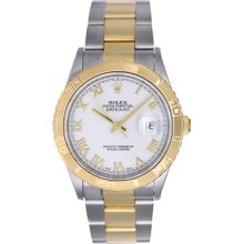 Rolex Turnograph Men's 2-Tone Watch 16263 White Dial