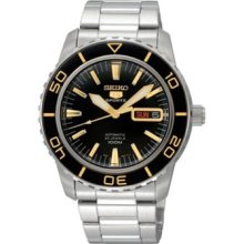 Seiko 5 Sports Snzh57j1 Automatic Black & Gold Dial Watch Japan Made 100m