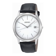 Seiko Gents White Dial Black Leather Strap SGEE07P1 Watch