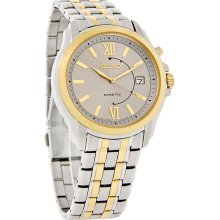 Seiko Kinetic Mens Silver Dial Two Tone Stainless Steel Dress Watch SKA472 New