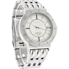 Seiko Kinetic Mens White Date Dial Stainless Steel Bracelet Dress Watch SKH411