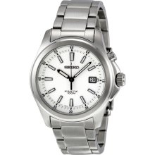Seiko Kinetic Movement White Dial Stainless Steel Mens Watch SKA461