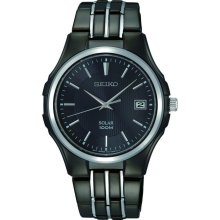 Seiko Mens Black Stainless Steel Solar Bracelet Watch